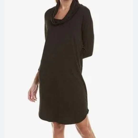 Evereve and Michael Stars Cowlneck long sleeve Dress Dark Charcoal Black Size S. - Picture 1 of 11